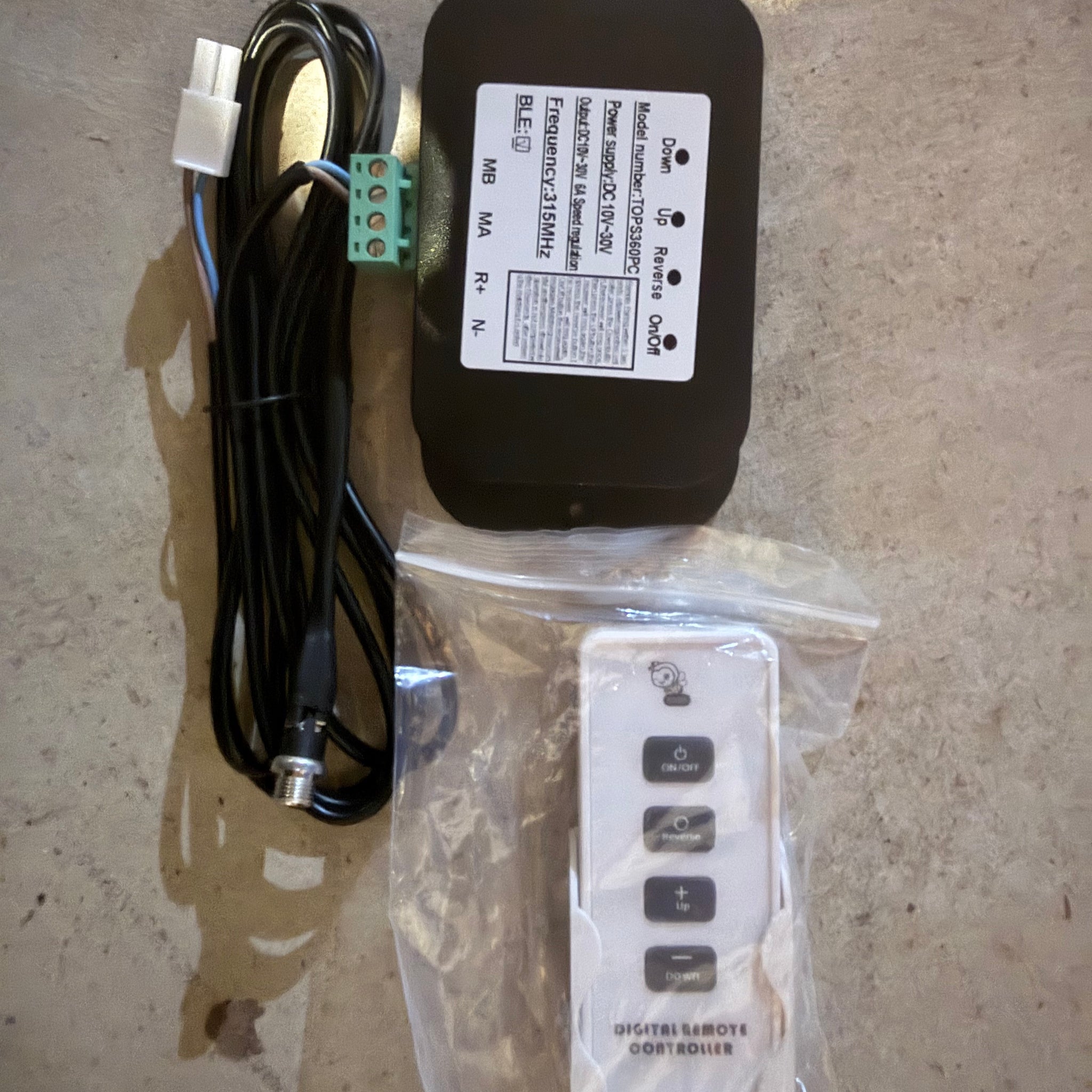 Control box + remote control + power cord